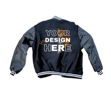 Load image into Gallery viewer, Custom Varsity Jacket Genuine Leather and Wool blend  customized embroidery with Graphic or Text front and back