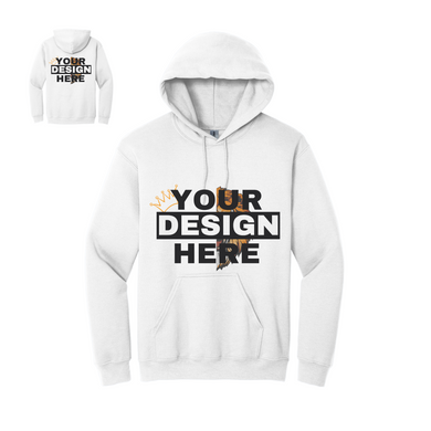 White Custom Pull Over Hoodie personalize embroidery with Graphic or Text