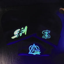 Load image into Gallery viewer, Glow in the Dark Knit Beanie Winter Cuff Hat with Custom Graphic With Digitizing or Text