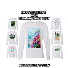 Load image into Gallery viewer, Custom Athletic Long Sleeve Shirt White 100% Polyester sublimation print with Graphic or Text